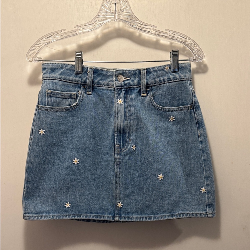 Women’s PacSun Embroidered Daisies Denim Skirt